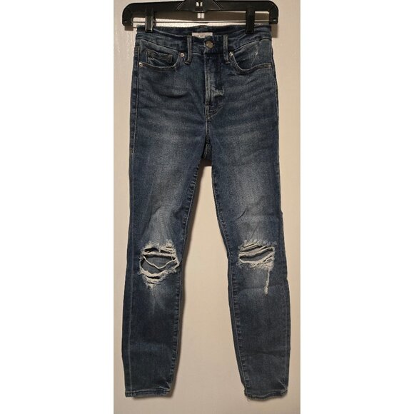 Good American Distressed High Rise Skinny Jeans size 0 - Picture 1 of 3